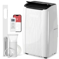 HOMCOM 14000 BTU 5-in-1 Portable Air Conditioner with Cool, Heat, Dehumidifier, Fan, Sleep, WiFi Voice Control, White(m-2)