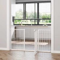 PawHut 30 Inch Tall Pet Gate with Door Dog Gate and Barrier Indoor for Stairs Includes 7", 8", 12" Extensions Kit(m-10)