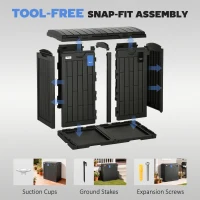 Outsunny 58 Gallon Double Outdoor Garbage Bin with Dual Lid, Plastic Outdoor Waste Trash Can with Ash Holder and Drip Trays(m-10)