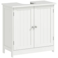HOMCOM Bathroom Vanity, 24" Pedestal Sink Bathroom Vanity Furniture with 2 Doors and Shelf, White(m-2)