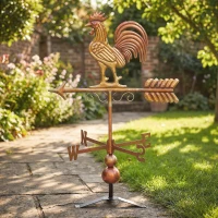 Outsunny Metal Rooster Weathervane, Roof Mount Wind Direction Indicator, Outdoor Weather Vanes(m-9)