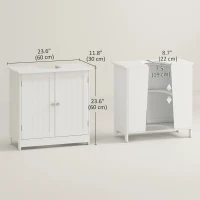 HOMCOM Bathroom Vanity, 24" Pedestal Sink Bathroom Vanity Furniture with 2 Doors and Shelf, White(m-3)