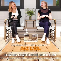 Outsunny Outdoor 2-Person Glider Bench, Outside Glider Swing Chair Loveseat with Table, Steel Frame, Cream White(m-8)