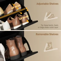 HOMCOM Shoe Cabinet with 3 Flip Drawers, Modern Narrow Shoe Storage Cabinet with Adjustable Shelves, Black(m-6)