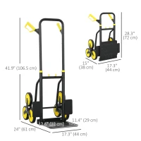 DURHAND 6-Wheels Stair Climber Trolley Cart, Hand Truck and Dolly, Foldable Steel Load Cart, 264lbs Capacity, Yellow(m-3)