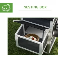 PawHut 117" Extra Large Chicken Coop with Asphalt Roof, Wooden Hen House with Slide-out Tray, Quail Hutch with Nesting Box, Grey(m-6)