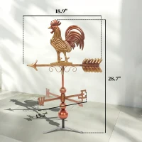 Outsunny Metal Rooster Weathervane, Roof Mount Wind Direction Indicator, Outdoor Weather Vanes(m-3)