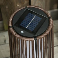 Outsunny Wicker Solar Floor Lamp, Decorative Outdoor Lamp with Auto On/Off LED Light, IP44 for Patio, Porch, Pathway, Brown(m-9)