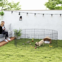 PawHut 30inch Foldable Metal Exercise Pet Playpen Yard Dog Puppy Kennel Cage 12 Panel(m-1)