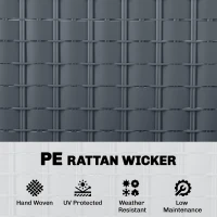 Outsunny 3 Piece Wicker Patio Furniture Set, Outdoor Bistro Set, Side Pockets, Mesh Seat, 2 Tier Glass Table, Cushions, Grey(m-5)