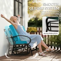 Outsunny Outdoor Glider Bench, 2-Person Patio Rocker Loveseat with Tufted Cushions, Steel Frame for Porch, Garden Backyard, Blue(m-4)