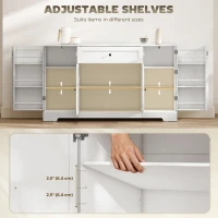 HOMCOM 55" Modern Kitchen Storage Cabinet with Drawer, Adjustable Shelves, Small Kitchen Pantry with Door Racks, White(m-6)