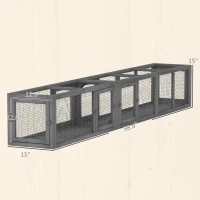 PawHut Wooden 98" Cat Tunnel for Outdoor with Combinable Design, 8 Doors, Dark Gray(m-3)