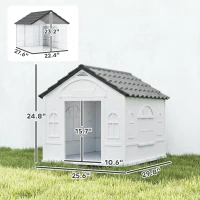 PawHut Pet House Water Resistant Puppy Shelter with Door for Indoor Outdoor, Easy to Assemble, for Small/Medium Dogs, Gray(m-3)