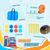 Qaba 14.3 x 8FT Inflatable Bounce House, 4 in 1 Bouncy Castle with Slide, Climbing Wall, Jumping Area, Pool and Blower(m-5)