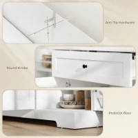 HOMCOM 55" Modern Kitchen Storage Cabinet with Drawer, Adjustable Shelves, Small Kitchen Pantry with Door Racks, White(m-9)