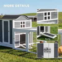 PawHut 118"L Chicken Coop, Large Wooden Hen House with Run, Pull-Out Tray, Waterproof Roof, Nesting Box, Swing, Roosting Bars(m-10)