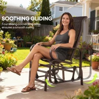 Outsunny Gliding Lounger Chair Set of 2, Single Rockers with Lightweight Metal & Mesh Construction, Brown(m-4)