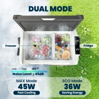 Outsunny 12 Volt Car Refrigerator, 42QT Car Fridge with App Control, 12/24V DC and 100-240V AC, Black(m-5)