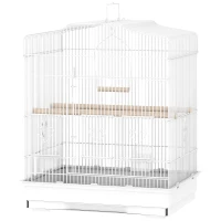 PawHut 23" Bird Cage, Finches Canaries, Parrot Cage with Doors Perches, 2 Feeder Pet Supplies, White(m-2)