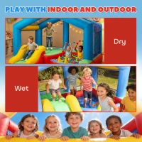 Qaba Bouncy Castle for Kids, Inflatable Bounce House with Slide, Ball Pit, Ring Toss Game, Sunshade and Blower(m-10)