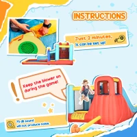 Qaba 14.3 x 8FT Inflatable Bounce House, 4 in 1 Bouncy Castle with Slide, Climbing Wall, Jumping Area, Pool and Blower(m-7)