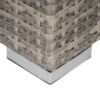 Outsunny Rattan Garden Coffee Table, 25.6" Square Garden Rattan Table with Tempered Glass Top, Grey(m-10)