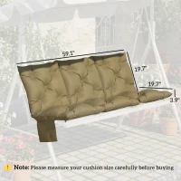 Outsunny Bench Cushion Non-Slip Outdoor Swing Cushion w/Backrest Side Pocket for 3 Seater Patio Furniture Beige(m-3)