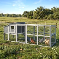 PawHut Large Chicken Coop, Wooden Hen House with Covered Run, Nesting Box, Pull-Out Tray, Opening Asphalt Roof(m-1)