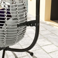 Outsunny Outdoor Hanging Egg Chair with Thick Padded Cushion, Patio Swing Chair, Grey(m-10)