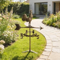 Outsunny Metal Rooster Weathervane, Roof Mount Wind Direction Indicator, Outdoor Weather Vanes(m-9)