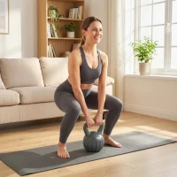 Soozier Kettlebell, 22 lbs Kettle Bell with Non-Slip Handle for Home Gym, Weight Lifting and Strength Training, Grey(m-10)