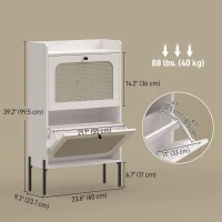 HOMCOM Shoe Cabinet with 2 Flip Drawers, Boho Narrow Shoe Storage Cabinet, White(m-3)