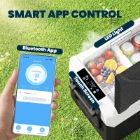 Outsunny 12 Volt Car Refrigerator, 42QT Car Fridge with App Control, 12/24V DC and 100-240V AC, Black(m-6)