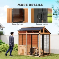 PawHut 7' x 5' Extra Large Dog House, Wood Outdoor Dog Kennel with Platform, Storage Cabinet for Large Breeds, Yellow(m-8)