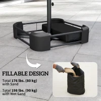 Outsunny Garden Parasol Base 176 lbs Sand Filled Heavy Duty Stand for Cantilever Umbrellas and 1.89" Poles Black(m-4)