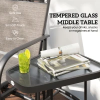 Outsunny Outdoor Glider Chairs with Coffee Table, Patio 2-Seat Rocking Chair Swing with Breathable Sling for Backyard, Garden and Porch, Brown(m-6)