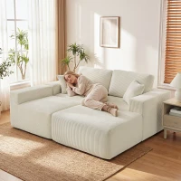 HOMCOM 2-in-1 Modular Sectional Sofa, Boneless L Shaped Couch Sofa Bed, Cream White(m-10)