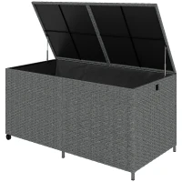 Outsunny 162 Gallon Rattan Deck Box with Wheels, Wicker Outdoor Storage Box with Waterproof Zippered Liner, Safe Pneumatic Rod(m-2)