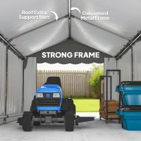 Outsunny 13' x 10' Portable Shed, Outdoor Storage Shed Tent with Roll-up Zipper Door and Removable Sidewalls, Light Grey(m-5)