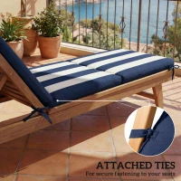 Outsunny Outdoor Chaise Lounge Cushions Set of 2 with 6 Ties, High-Density Foam, for Patio and Poolside, Dark Blue and White(m-6)