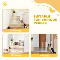 PawHut 30 Inch Tall Pet Gate with Door Dog Gate and Barrier Indoor for Stairs Includes 7", 8", 12" Extensions Kit(m-9)