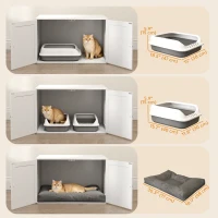 PawHut Cat Litter Box Enclosure with Double Doors, Handles, Fit Most of Cat and Litter Box, 31.5" x 21" x 20", White(m-7)