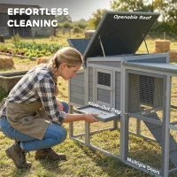 PawHut Large Chicken Coop, Wooden Hen House with Covered Run, Nesting Box, Pull-Out Tray, Opening Asphalt Roof(m-6)