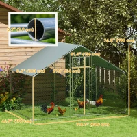 PawHut Metal Chicken Coop, 9.8 x 5.6 FT Walk-in Chicken Run with Cover, Lockable Door, Outdoor Poultry Cage for 5-8 Chickens(m-3)