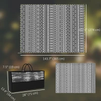 Outsunny Outdoor Rug Carpet with USB Lights Reversible Patio Rug with Carry Bag for Camping 12' x 9'(m-3)