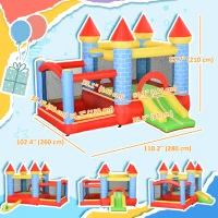 Qaba 9.2 x 9.5FT Bounce House, 4 in 1 Inflatable Bouncy Castle for Kids With Trampoline, Slide, Water Pool, Basket, Blower(m-3)