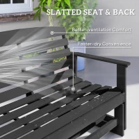Outsunny Patio Glider Bench w/ HDPE Slatted Double Rocking Chair, Black(m-7)