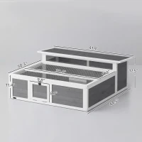 PawHut Tortoise Habitat Openable Top Wooden Tortoise Enclosure Run Area and Clear Window Dark Gray(m-3)