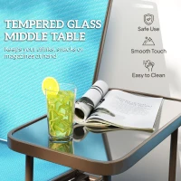 Outsunny Outdoor 2-Person Glider Bench, Outside Glider Swing Chair Loveseat with Table, Steel Frame, Blue(m-6)